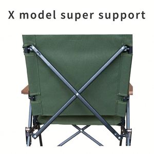 Chaise de camping pliable en aluminium léger de haute qualité avec accoudoirs en bois amovibles et pliables - Product Image 4