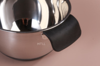 Ensemble de bols à salade en silicone avec bol en acier inoxydable Poignée noire Tapis antidérapant-Outils de cuisson de cuisine Technique en métal poli