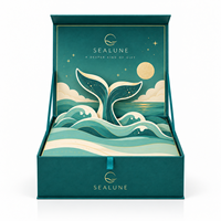 Boîte cadeau pop-up sur le thème de l'océan, art en papier 3D superposé, emballage rigide, design queue de baleine pour cadeaux haut de gamme et kits de marque
