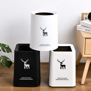 Nordic Style Trash Can Cylindrical Double Layer Indoor Waste <b>Bin</b> For Home Office Living Room Bedroom Kitchen Toilet - Product Image 4