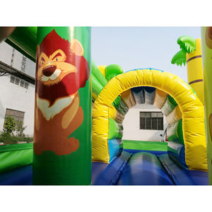 EN14960 tarafından onaylanmış slayt ile 18 'x 17 'safari dünya çocuklar şişme oyun parkı şatosu çin şişme en iyi malzemeden yapılmış - Product Image 5