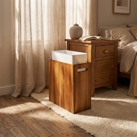 Poubelle rectangulaire en bois massif Coeusy de 3 gallons, design étroit et fin, seau amovible, décorative pour salle de bain/chambre/bureau