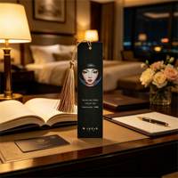 Cetak Pembatas Buku Hotel Kustom Kertas Linen Spesial 300gsm Dua Sisi Full Color dengan Rumbai dan Jilid Sempurna untuk Hadiah Promosi
