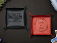 Plateau de rangement en cuir PU de qualité supérieure avec fermeture à pression, logo personnalisé, organisateur portable pour Noël, les fêtes, l'entrée, la table de chevet, souvenir, cadeau