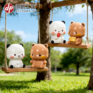 Cute Panda And Bear Resin Figurines <b>Mini</b> Animal Decor For <b>Desk</b> Car Ornament 7 12 Years Unisex Gift Idea - Product Image 3