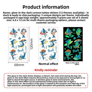 Nouveaux autocollants lumineux <span class=keywords><strong>de</strong></span> transfert <span class=keywords><strong>de</strong></span> tatouages <span class=keywords><strong>de</strong></span> dessins animés pour enfants, bracelet <span class=keywords><strong>de</strong></span> fête pour les fans - Product Image 3