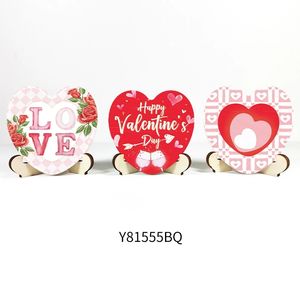 Valentine's Day Gift Table Decorative Item Pink Heart Craft Hanging Plaque Wooden Wall Hanging Ornament - Product Image 5