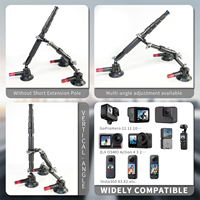 Kit de fixation pour voiture à triple ventouse avec perche à selfie 2-en-1 et support à dégagement rapide usiné CNC pour caméras GoPro Insta360 DJI
