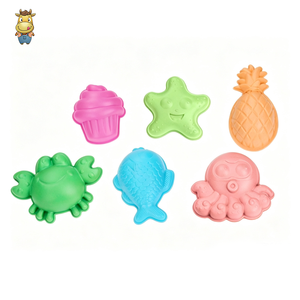 Juego de 6 Moldes de Arena para Playa de Paja de Trigo y Plástico para Niños con Forma de Cangrejo, Pez, Pulpo y Estrella de Mar - Product Image 2