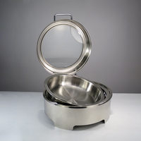 Plat à réchaud Happycooking en acier inoxydable avec couvercle transparent gris