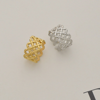 Bague ouverte ajustable en or 14 carats style français, creuse et à motif en X, pour femme, en acier inoxydable, bijou tendance et polyvalent