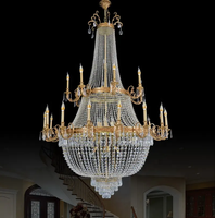 Lustre de salon, décoration de luxe, éclairage en cristal doré, lustres Empire, lustre en cristal