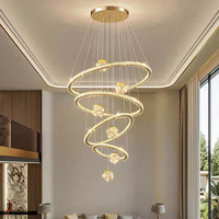 Lustre en cristal de luxe pour villa, salon à double hauteur, appartement loft, luminaires LED