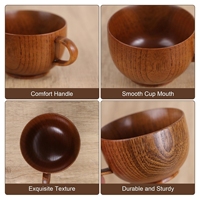 Ensemble de tasses à café en bois avec cuillère et soucoupe, tasse en bois de jujube pour thé, lait, eau, faite à la main, 200 ml, tasses à boire pour la maison, le bureau, usage quotidien