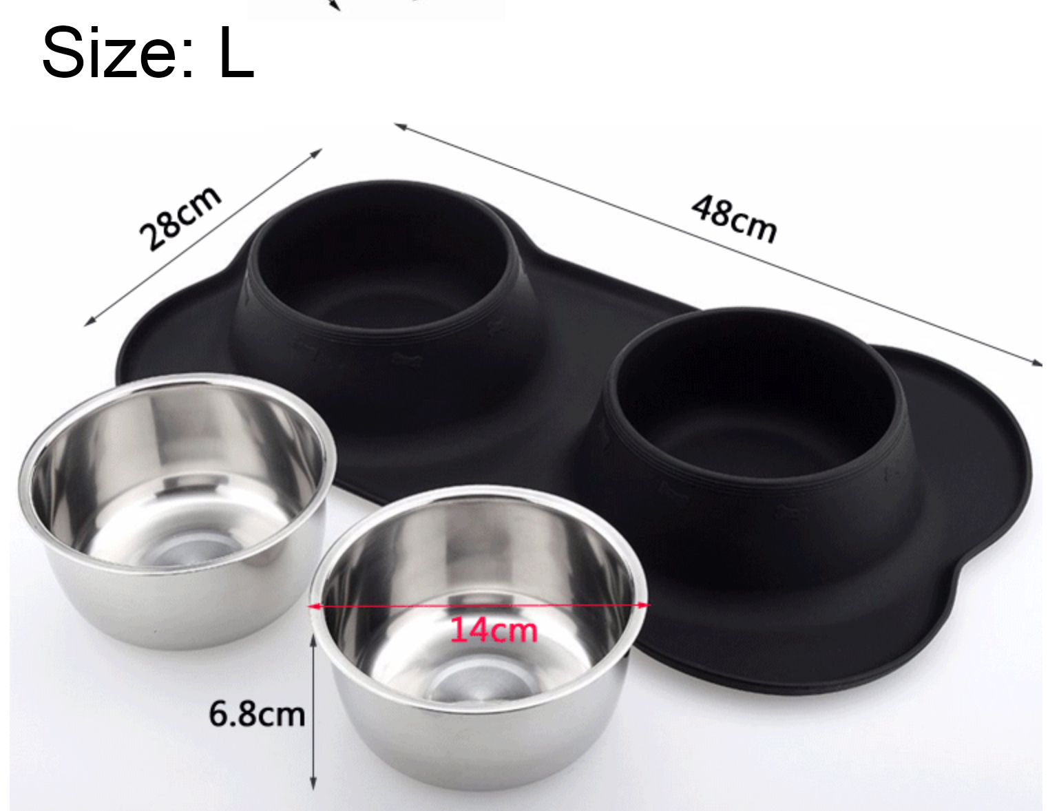 Sample Available Non-Slip Eco-friendly Mat with Pet Bowl and Food Feeder Silicone Foldable Double Stainless Steel Dog Bowls