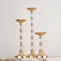 Support à fleurs en métal et cristal sur mesure pour centres de table de mariage, Vases de présentation, Porte-bougie de luxe doré en gros