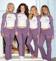 Ensemble de survêtement Y2K 2 pièces pour femme, avec haut court à manches raglan et pantalon évasé à taille repliable, color block, personnalisable avec logo, vente en gros