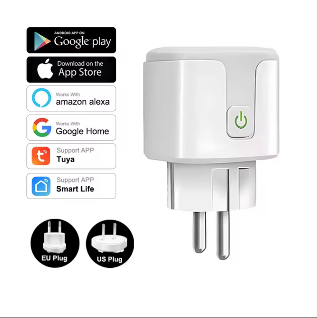 Compatible With Alexa Google Home Voice Custom Logo Branded Tuya EU Wifi Smart Socket Plug 16A Smart Socket Wifi