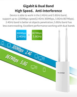 COMFAST CF-EW72 V2 Point d'accès sans fil extérieur double bande haute puissance Station de base Wi-Fi omnidirectionnelle 1200M Sans fil
