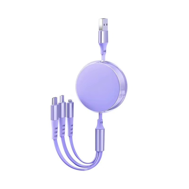 High Quality Color 100W Fast Charging Cable 3 in 1 Retractable Phone Charging Cables 3 in 1 for Android