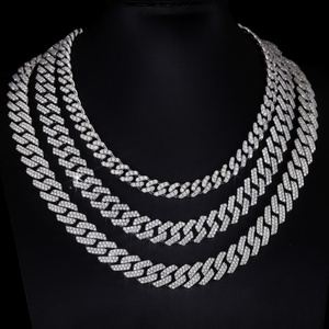 Nuevo Diseño, Cadena Cubana de Oro Blanco de 10k con Diamantes Cultivados en Laboratorio DEF de 8mm, Collar Hiphop para Mujeres y Hombres 	 Pulsera de Joyería de 7-24 Pulgadas - Product Image 1