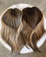 Extensions de cheveux MONO de haute qualité, couleur blonde avec racines, pour femmes souffrant de cheveux clairsemés, différentes tailles, clip-in, postiche, frange