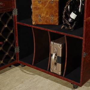 Armoire à vin en bois haute avec porte en cuir pleine fleur à deux portes, meuble de présentation de whisky pour salon, hôtel, salle VIP, villa, maison - Product Image 6