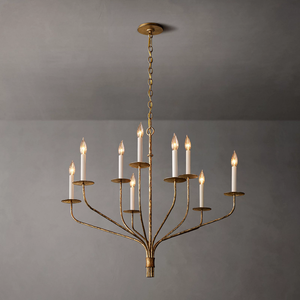 Lustre en laiton doré à 8 lumières, style bougie LED E14, luminaire suspendu pour salon, montage au plafond - Product Image 4