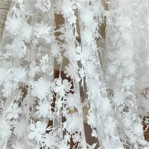 HC-0017 Hechun fancy heavy beaded bridal textiles lace fabric for wholesale