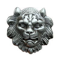 Boucle de ceinture décorative en métal 3D, motif tête de lion en bronze antique, style vintage argenté, pour ceinture en cuir, type cowboy western