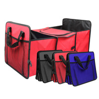 Nouveaux produits à succès, boîte de rangement pliable rouge pour coffre de voiture, polyester 600d, organisateur de siège arrière de voiture