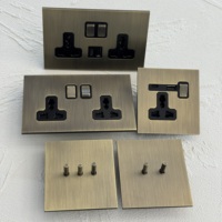 Interrupteur mural 86 avec prise double 13A et USB-C, style rétro de luxe en acier inoxydable, norme britannique universelle, vert bronze, pour la maison, 250V