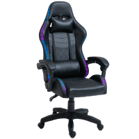 Chaise de jeu avec haut-parleurs Bluetooth et lumières LED RVB Chaise d'ordinateur de jeu ergonomique à massage avec repose-pieds et soutien lombaire