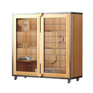 Ekstra büyük entegre kedi Villa kafesi katı ahşap cam kapi tuvalet ile montaj gerektirmez - Product Image 5