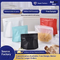 Sachet d'emballage autoportant refermable à fermeture éclair latérale, à découpe diamantée et à ouverture facile, pour aliments pour animaux, chewing-gums et café, en MOPP+VMPET+PE, de forme personnalisée
