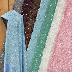 Tessuto di <span class=keywords><strong>Velluto</strong></span> con Paillettes da 9mm per Abiti da Sposa e Gonne Femminili, Tessuto con Paillettes per Abbigliamento Fai-da-Te e Design - Product Image 1