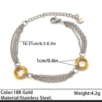 Bracelet multi-brins en acier inoxydable étanche Novirassine, bijoux PVD en métal mélangé or et argent avec cercles entrelacés, vente en gros