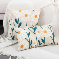 Housse de Coussin Populaire Broderie Chaîne Fleur et Herbe Style Ins Tendance Moderne, pour Oreiller Canapé Lit Tête de Lit Ferme B&B