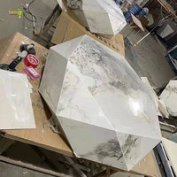 Table basse de salon en pierre de luxe de conception nouvelle 2023, forme diamant, tables basses en marbre
