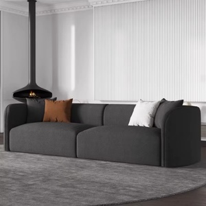 Sofá Seccional Curvo sin Brazos de Tela Blanca de Diseño Moderno, Sofá Modular con Forma Especial de Bouclé Suave para Sala de Estar - Product Image 5