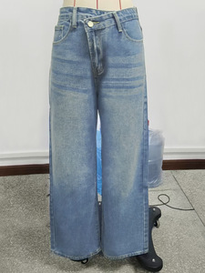 Jeans de Mezclilla para <span class=keywords><strong>Mujer</strong></span>, Cintura Alta, Corte Holgado, Pierna Recta, de Secado Rápido, para Primavera - Product Image 2