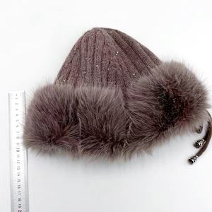 Ensemble bonnet <span class=keywords><strong>et</strong></span> écharpe longue en fausse fourrure de lapin Rex tricotée confortable pour femmes, ensemble bonnet écharpe <span class=keywords><strong>gants</strong></span> pour femmes - Product Image 3