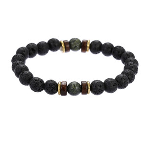 Perles de 8 mm en jaspe naturel, pierre précieuse, avec entretoise en alliage de cuivre doré et bois, pour la somnifération et l'aide au sommeil, perles lâches pour bracelets pour hommes - Product Image 6