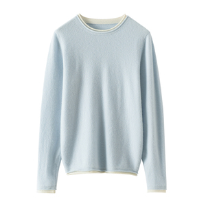 Suéter de Cachemira de dos piezas falso con <span class=keywords><strong>cuello</strong></span> redondo y puños enrollados de Cachemira pura para <span class=keywords><strong>mujer</strong></span> - Product Image 3