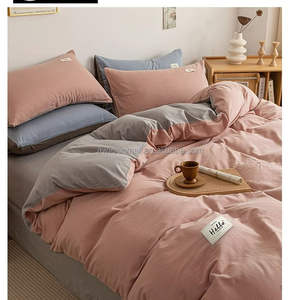 Housse <span class=keywords><strong>de</strong></span> couette en coton uni <span class=keywords><strong>de</strong></span> couleur unie, style luxe léger, lavée, pièce unique, modèle <span class=keywords><strong>de</strong></span> dortoir étudiant 008, tissu 40 fils, moderne - Product Image 5