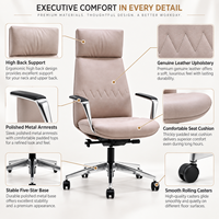 Chaise de bureau en cuir PU à dossier haut avec hauteur réglable pour salle de direction, poste de travail de manager