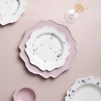 Service de vaisselle en porcelaine classique, sans BPA, écologique, passe au lave-vaisselle, au congélateur et au four, durable, anti-fuite, résistant à la chaleur