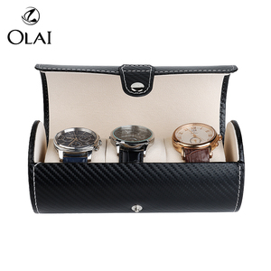 Pochette ronde pour <span class=keywords><strong>montre</strong></span> de présentation en cuir PU support de <span class=keywords><strong>montre</strong></span> de luxe étuis pour montres de <span class=keywords><strong>voyage</strong></span> pochette roulante vente en gros - Product Image 2