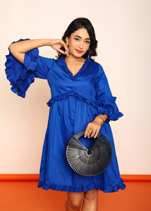 Robe Courte Volantée Unie Élégante pour Femme – Idéale pour l'Été, les Fêtes et les Tenues Décontractées – Tendance et Légère - Product Image 6