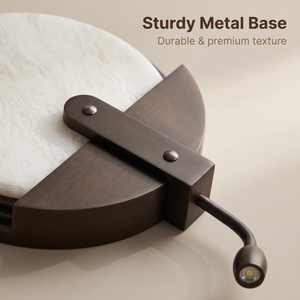 Lámpara de Pared LED de Mármol Personalizada, Base de Metal, Doble Fuente de Luz, Redonda Retro, para Proyectos Hoteleros, Lectura, Dormitorio - Product Image 5